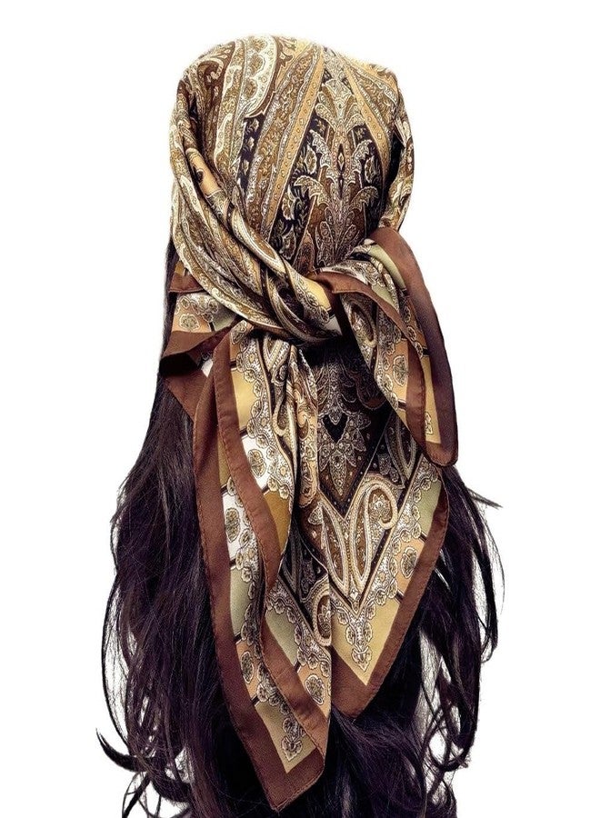 LECHI Satin Head Scarf Silk Like Hair Scarf Stain Bandana For Women Hair Scarves Accessories Lightweight Fashion Wrap Neck Silk 27.5 × 27.5 inches (Brown) - Image 5
